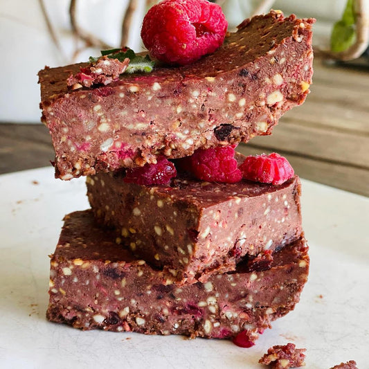 Chocolate Raspberry Slices with Hemp Hearts & Pea Protein