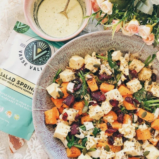 Roast Pumpkin, Beetroot and Hemp Salad for 1