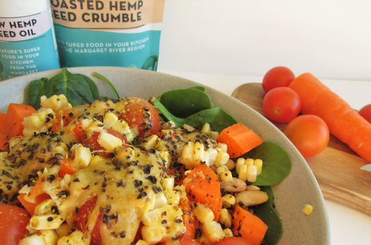 5 minute recipes - Salad with a Nutty Hemp oil Dressing