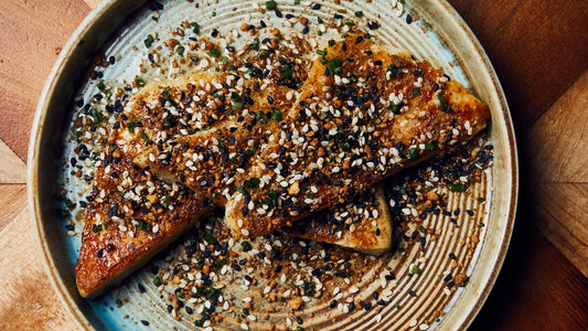 Seared Halloumi with Hemp Dukkah and Honey