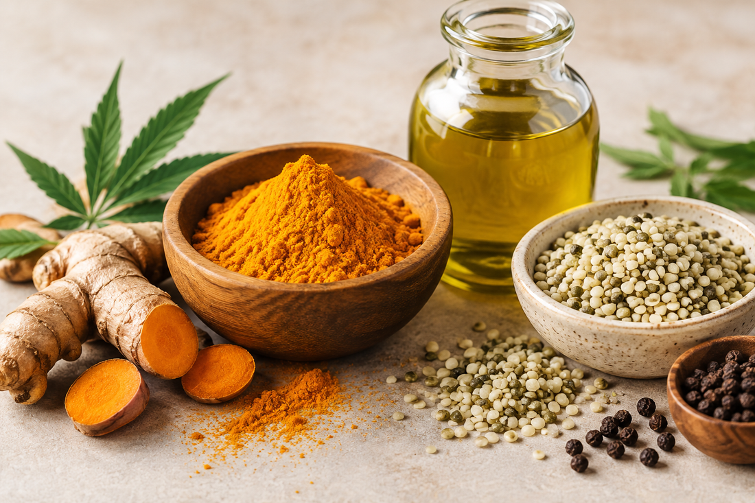 Hemp seed oil, turmeric and black pepper